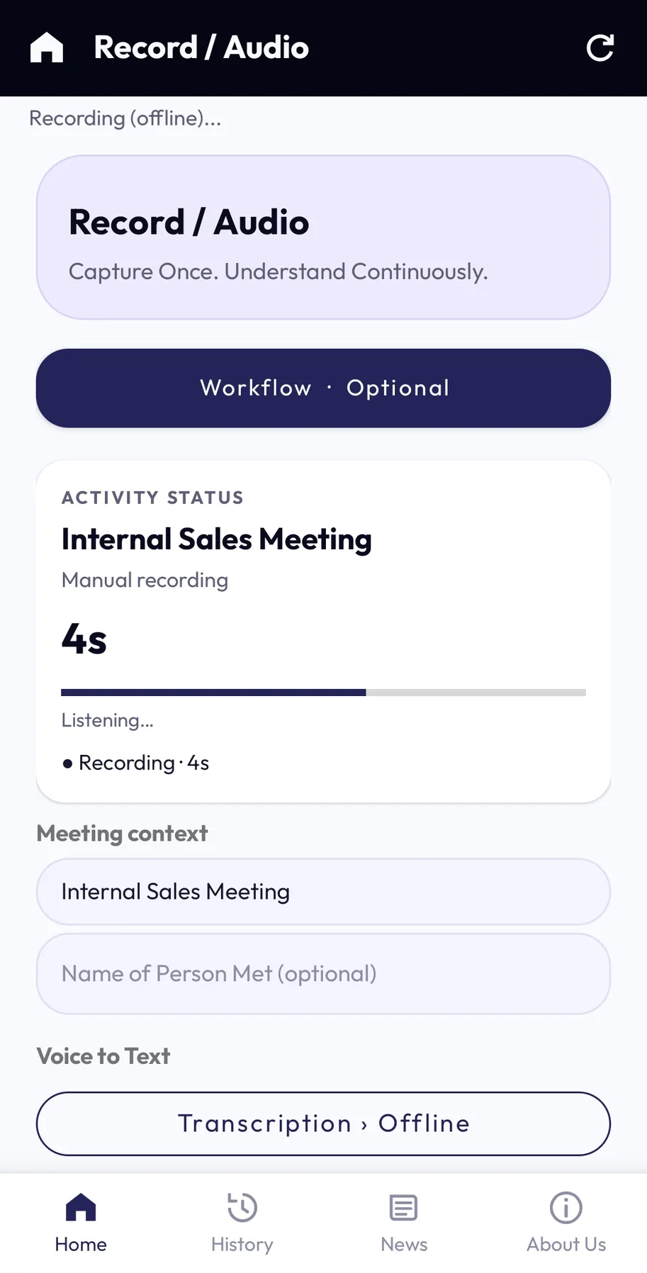 Urania screen: Recording a meeting